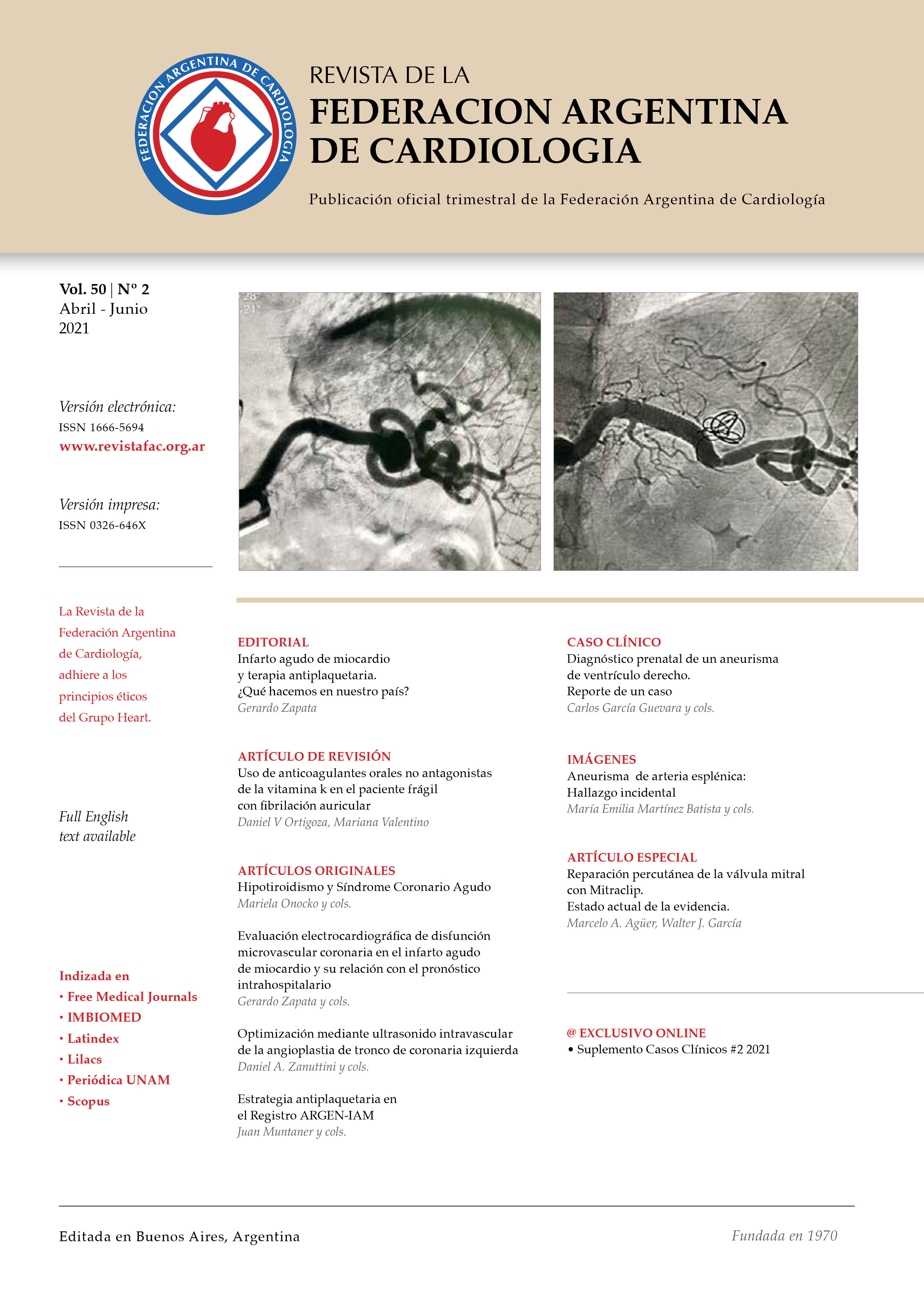 					View Vol. 50 No. 2 (2021): Journal of the Argentinian Federation of Cardiology
				
