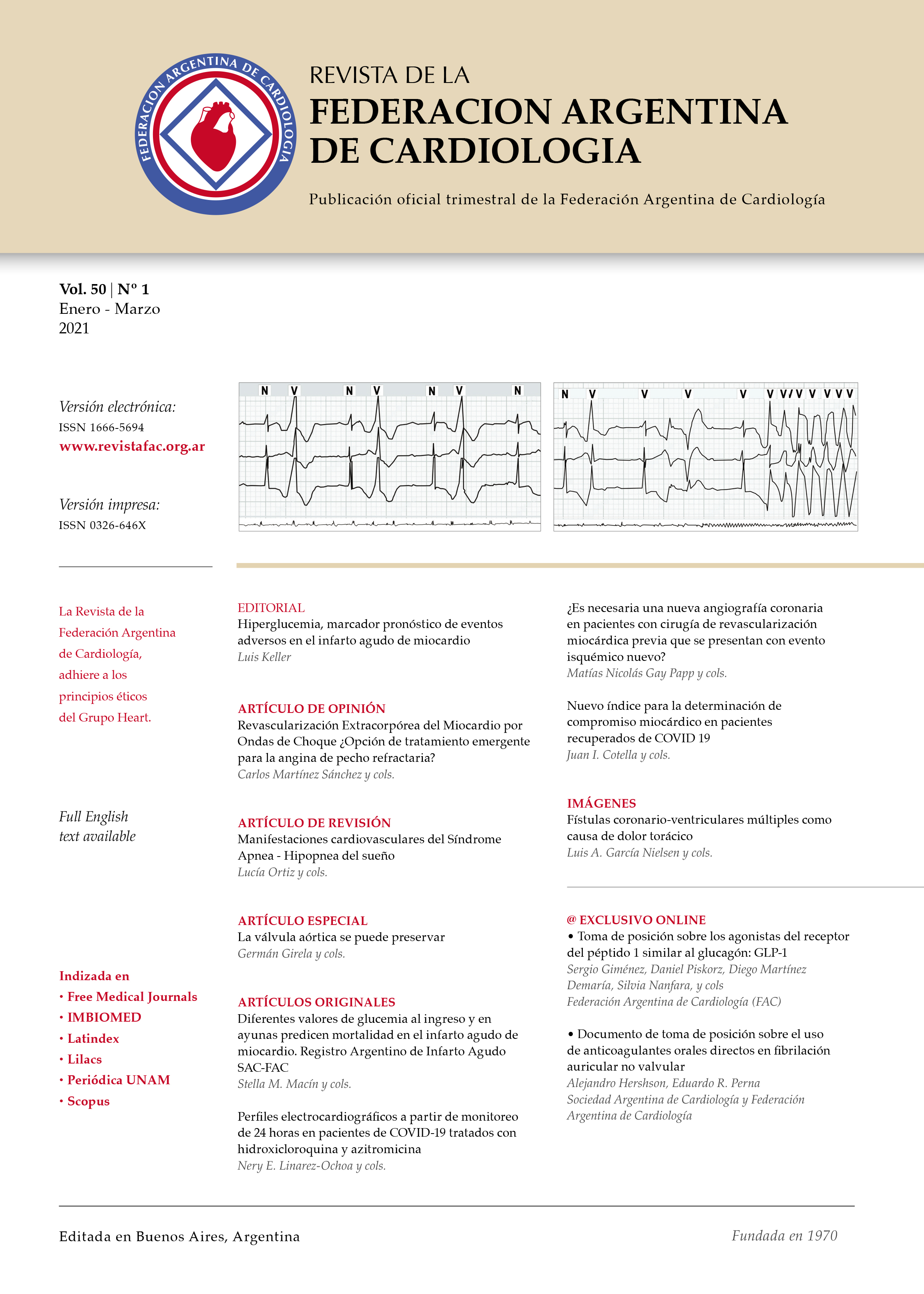 					View Vol. 50 No. 1 (2021): Journal of the Argentinian Cardiology Federation
				