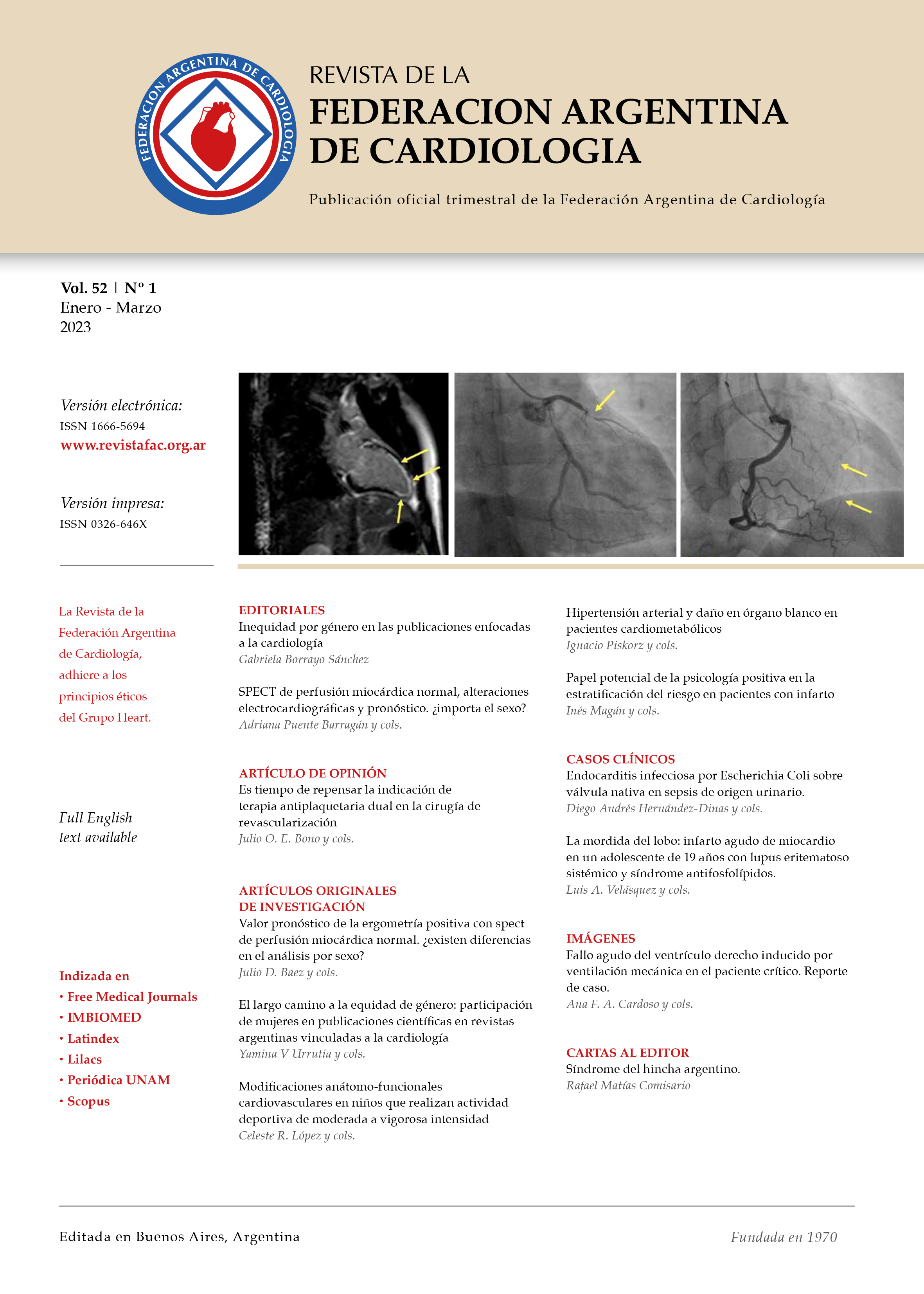 					View Vol. 52 No. 1 (2023): Journal of the Argentinian Federation of Cardiology
				