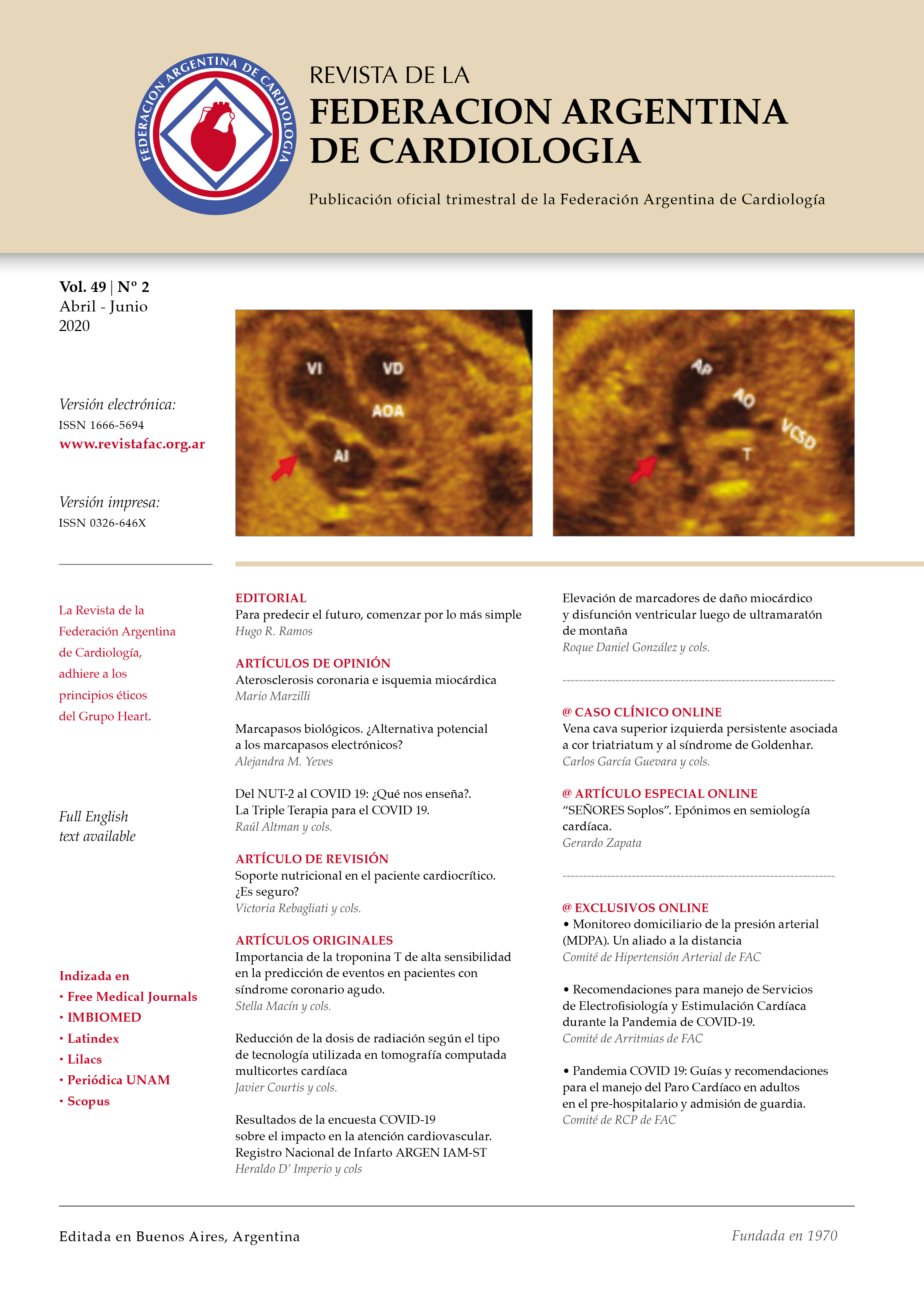					View Vol. 49 No. 2 (2020): Journal of the Argentinian Federation of Cardiology
				