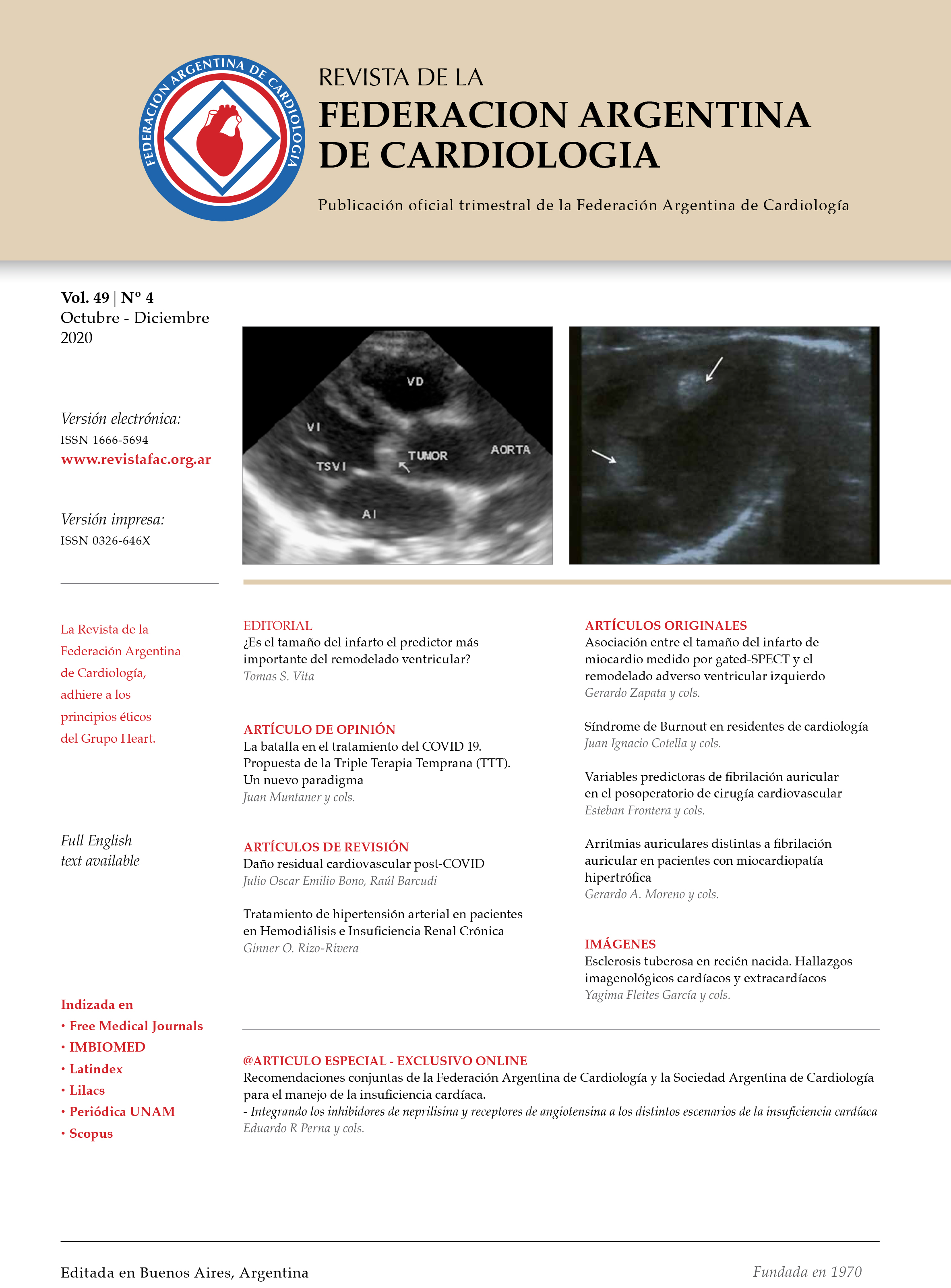 					View Vol. 49 No. 4 (2020): Revista de la Federación Argentina de Cardiología
				